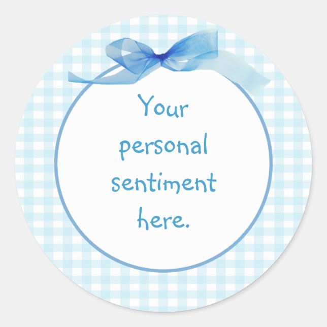 Pegatina Redonda Blue Gingham 2 (Anverso)