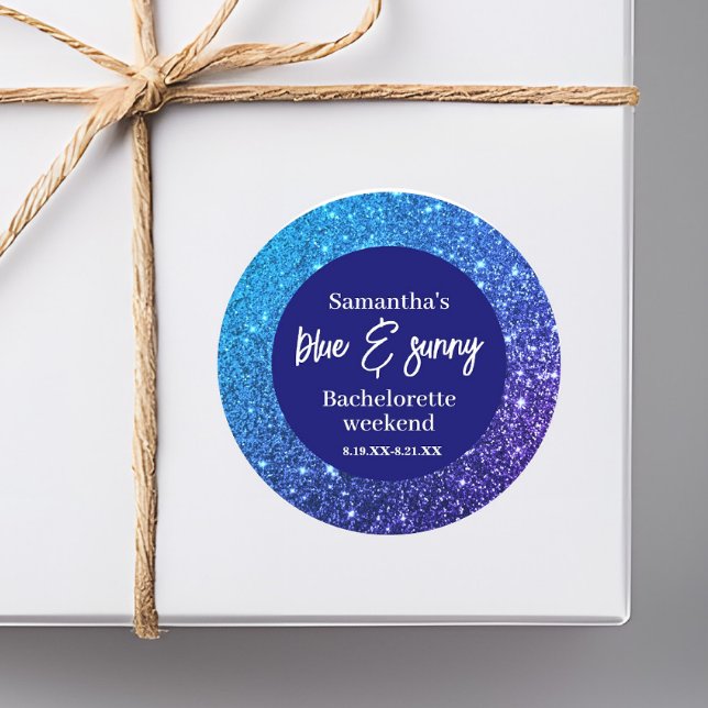 Pegatina Redonda Blue Glitter Bachelorette Party  (Subido por el creador)