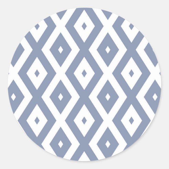 Pegatina Redonda Blue grey and white diamond pattern (Anverso)