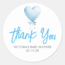 Blue Heart Balloon Baby Shower Gracias