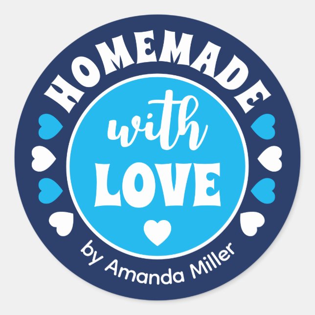 Pegatina Redonda Blue Homemade with Love Father's Day Baking (Anverso)