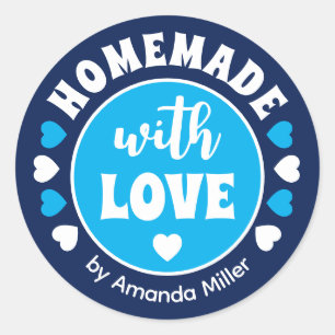 Pegatina Redonda Blue Homemade with Love Father's Day Baking