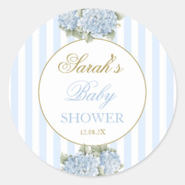 Pegatina Redonda Blue Hydrangea Baby Shower