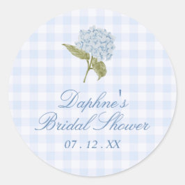 Pegatina Redonda Blue Hydrangea Bridal Shower Sticker