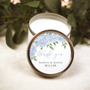 Pegatina Redonda Blue Hydrangea Favor de Boda Personalizada