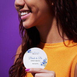 Pegatina Redonda Blue Iris Bride to Be Something Blue Bridal Shower