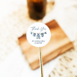 Pegatina Redonda Blue Jean Baby Shower Gracias Etiqueta,