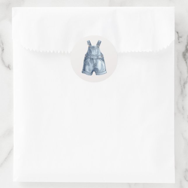 Pegatina Redonda Blue Jean Baby Shower Simple Envelope Stickers (Bolso)