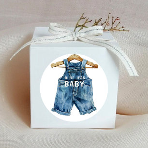 Pegatina Redonda Blue Jean Boy Western Baby Shower