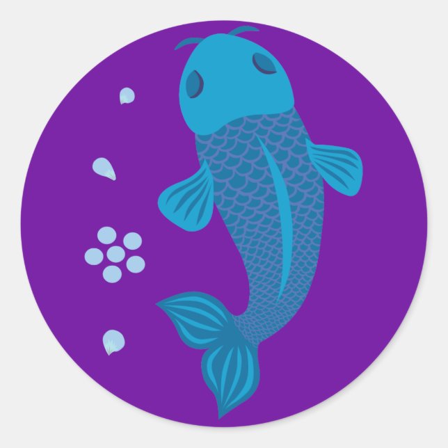 Pegatina Redonda Blue Koi Fish (Anverso)