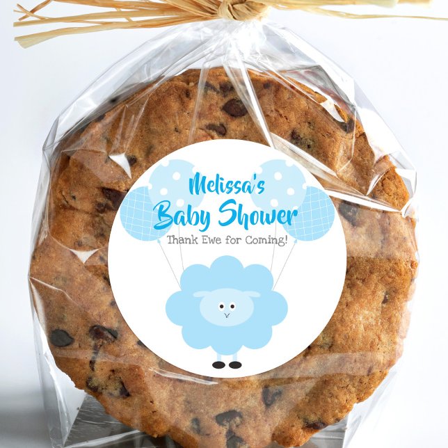 Pegatina Redonda Blue Lamb Sweet Boy Baby Shower Gracias (Subido por el creador)