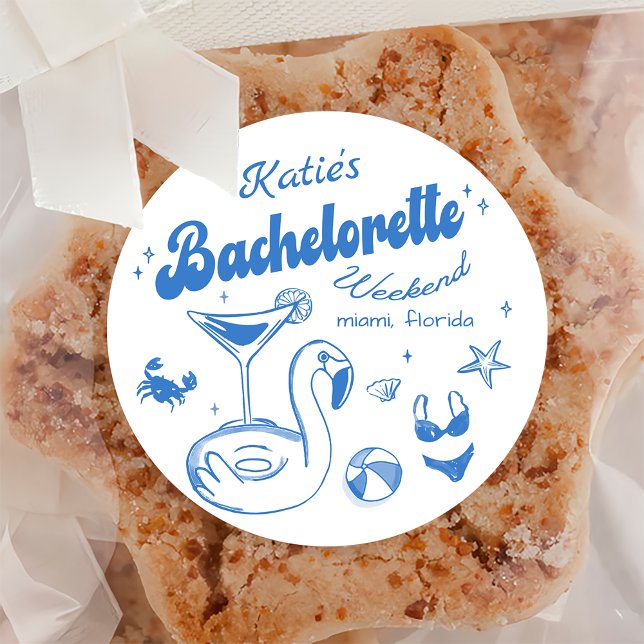 Pegatina Redonda Blue Last toast Beach Bachelorette Weekend Pegatin (Subido por el creador)