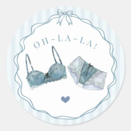 Pegatina Redonda Blue Lingerie Shower Bachelorette Party Envelope