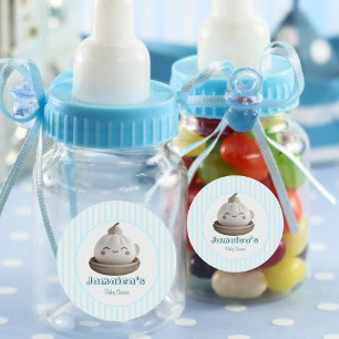 Pegatina Redonda Blue Little Dumpling Boy Baby Shower Round Pegatin