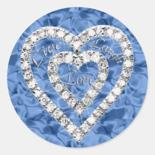 Pegatina Redonda Blue Live Laugh Love Diamond Heart Pegatinas