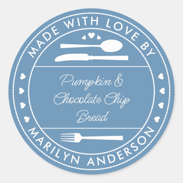 Pegatina Redonda Blue Made With Love Food Gift (Anverso)