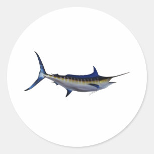 Pegatina Redonda Blue Marlin Fish