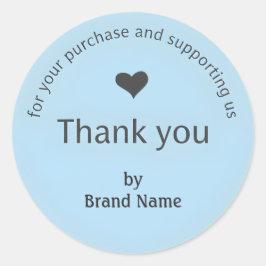 Pegatina Redonda Blue Minimalist Thank You Business Sticker 