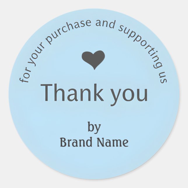 Pegatina Redonda Blue Minimalist Thank You Business Sticker  (Anverso)