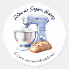 Pegatina Redonda Blue Mixer Bread Bakery Pastry Chef