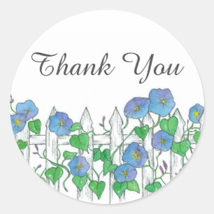 Pegatina Redonda Blue Morning Glory Flowers Gracias