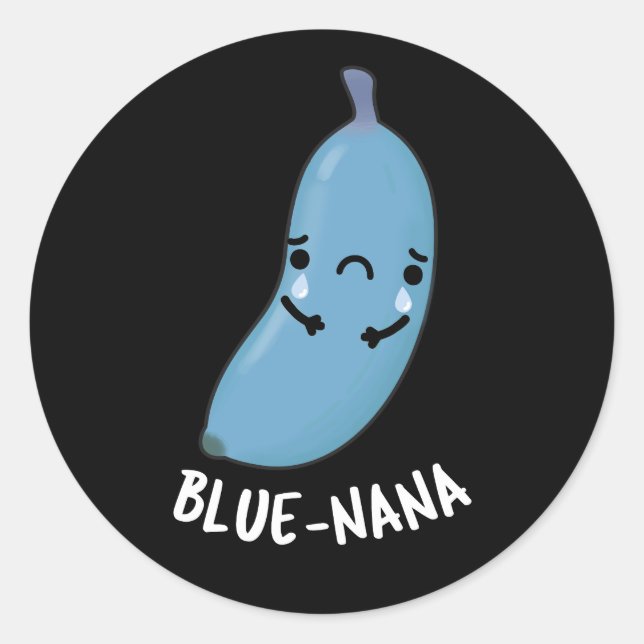 Pegatina Redonda Blue-nana Funny Banana Pun Dark BG (Anverso)