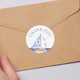 Pegatina Redonda Blue Nautical Coastal Sea Bridal Shower