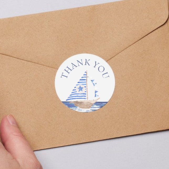 Pegatina Redonda Blue Nautical Coastal Sea Bridal Shower (Subido por el creador)