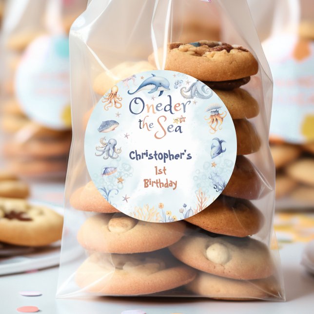 Pegatina Redonda Blue Oneder the sea first birthday Sticker (Subido por el creador)