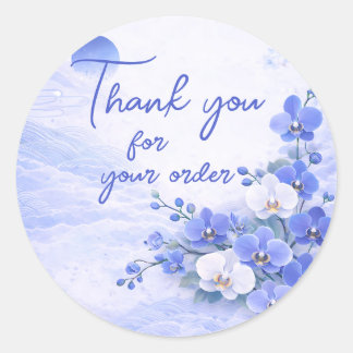 Pegatina Redonda Blue orchid Thank You For your order