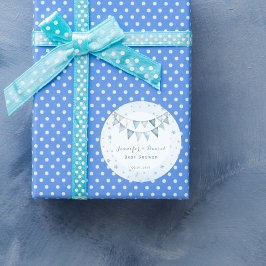 Pegatina Redonda Blue Pennant Starry Baby Shower