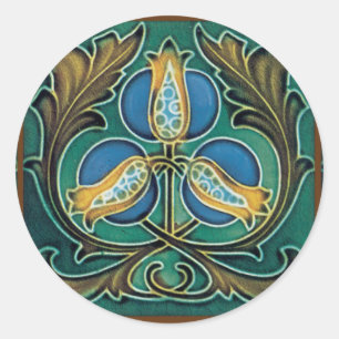 Pegatina Redonda Blue Pomegranate Majolica Art
