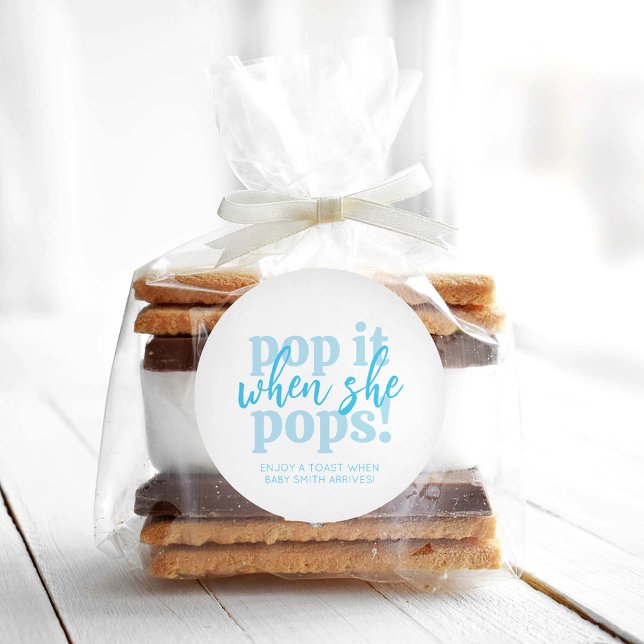 Pegatina Redonda Blue Pop It Cuando Pops Un Regalo De Baby Shower (Subido por el creador)