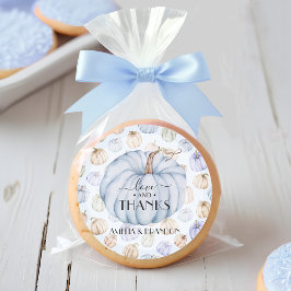 Pegatina Redonda Blue Pumpkin Baby Shower Gracias