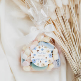 Pegatina Redonda Blue Pumpkin Boy Baby Shower gracias