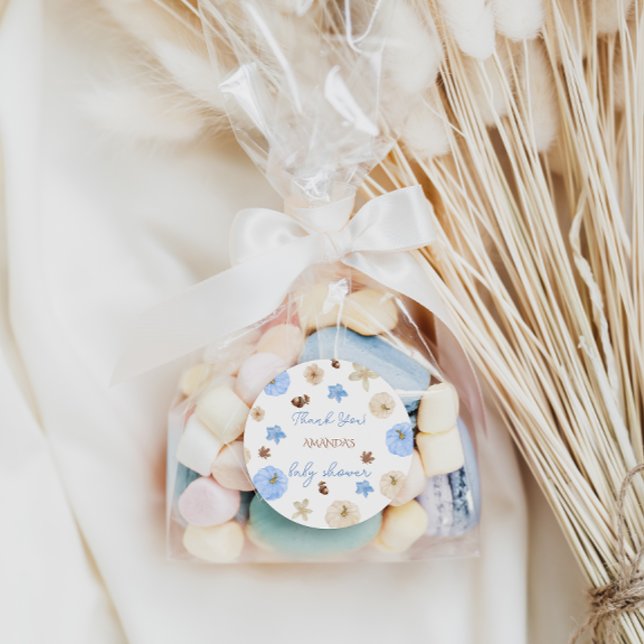 Pegatina Redonda Blue Pumpkin Boy Baby Shower gracias (Subido por el creador)