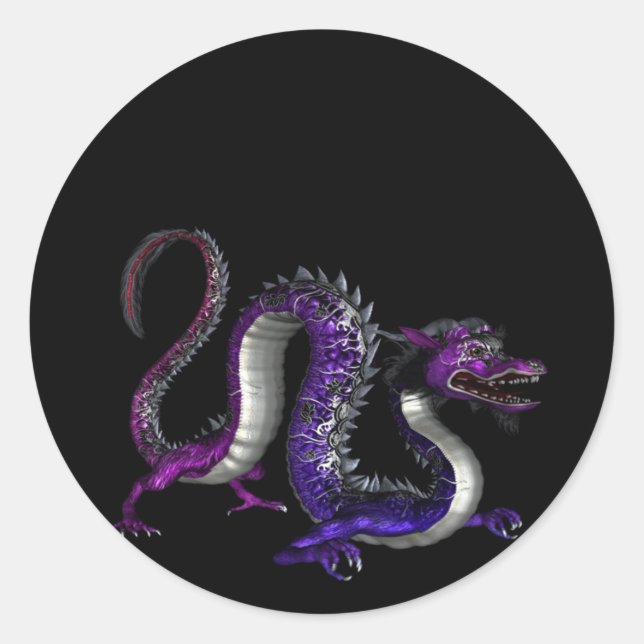 Pegatina Redonda Blue Purple Dragon Design 2 :: Pegatinas de fantas (Anverso)