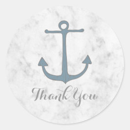 Pegatina Redonda Blue Rustic Anchor Boda Gracias