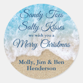 Pegatina Redonda Blue Sandy Toes Salty Kiss Feliz Navidad