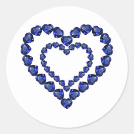 Pegatina Redonda Blue Sapphire Heart
