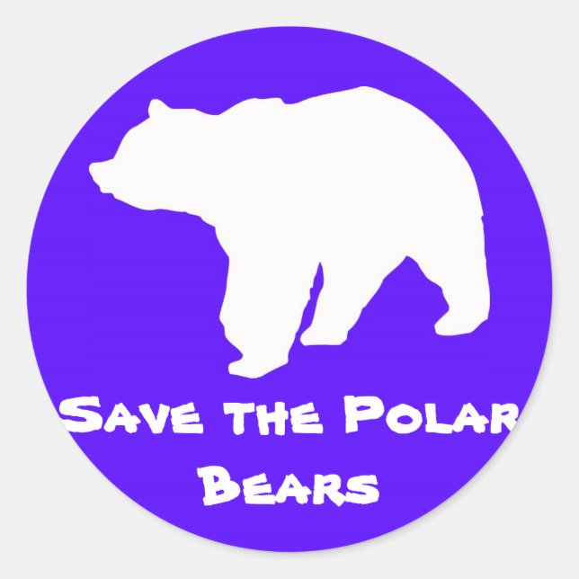 Pegatina Redonda Blue Save the Polar Bears Pegatinas (Anverso)