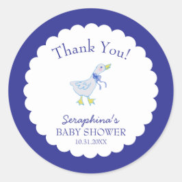 Pegatina Redonda Blue Silly Goose Baby Shower Gracias