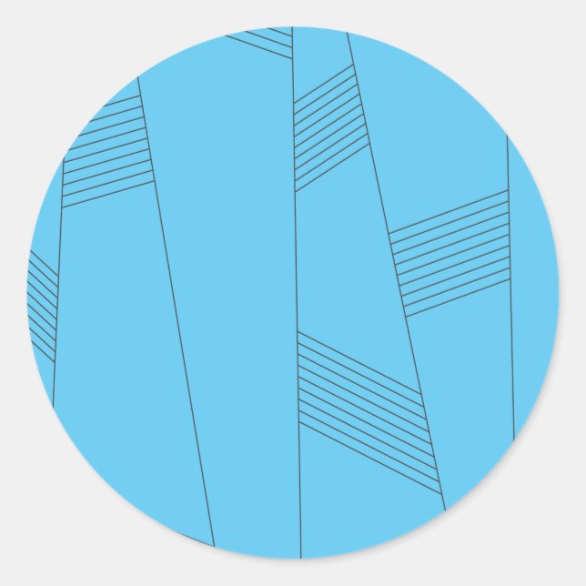 Pegatina Redonda Blue, simple, elegant, abstract line pattern (Anverso)