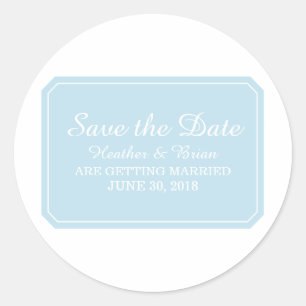 Pegatina Redonda Blue Simply Elegant Save the Date