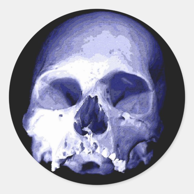 Pegatina Redonda Blue Skull (Anverso)