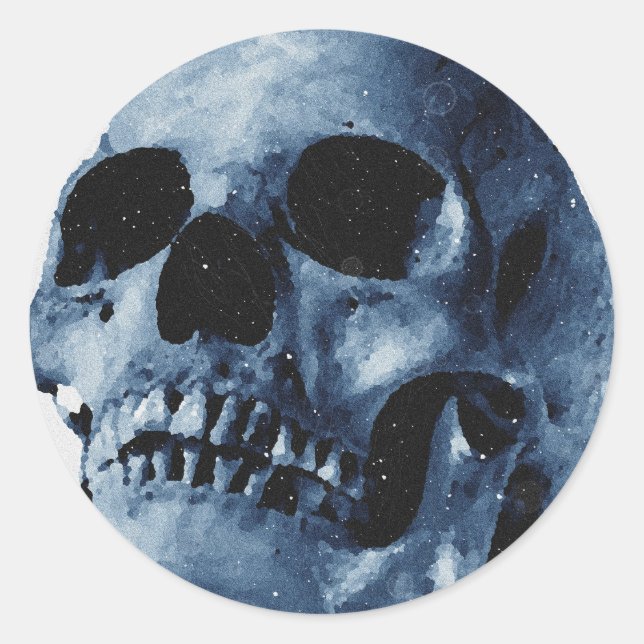 Pegatina Redonda Blue Skull (Anverso)