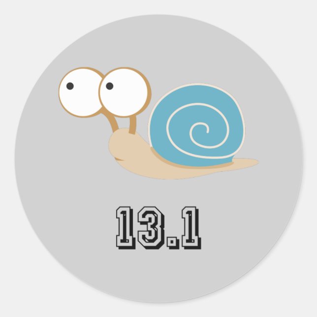 Pegatina Redonda Blue Snail 13.1 (media maratón) (Anverso)