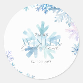 Pegatina Redonda Blue Snowflake Thank You Round Stickers