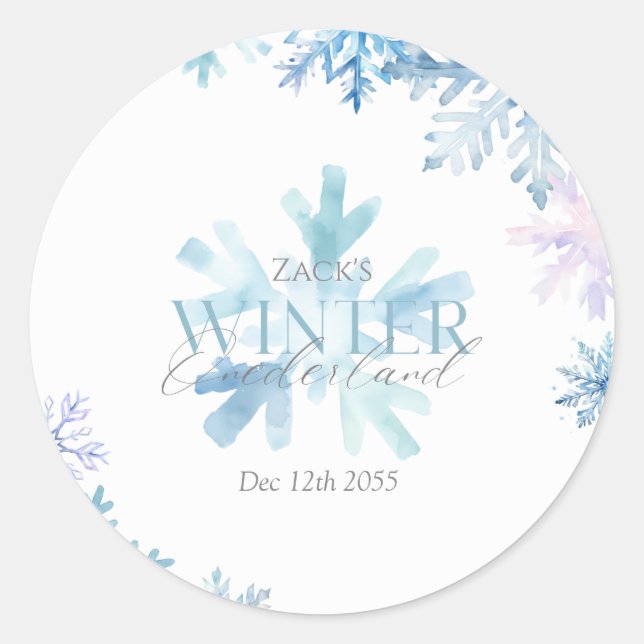 Pegatina Redonda Blue Snowflake Thank You Round Stickers (Anverso)