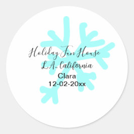 Pegatina Redonda Blue snowflakes holiday camping house place date